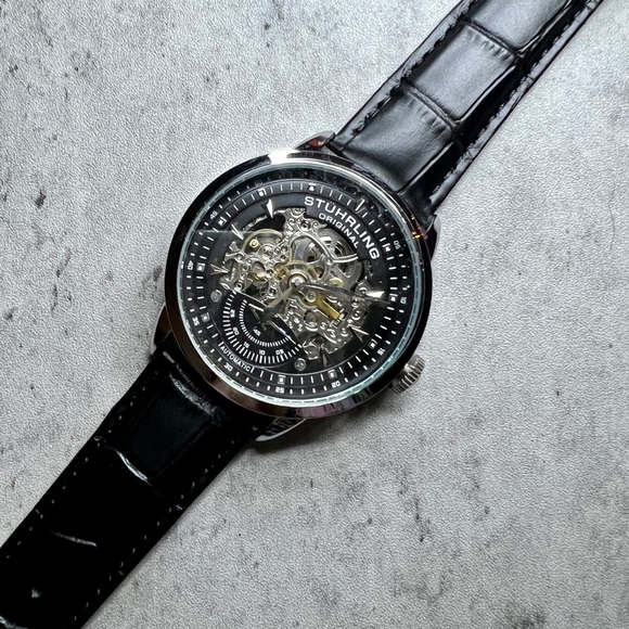 NWT Stuhrling Original Men’s Automatic Skeleton Watch - Picture 5 of 9